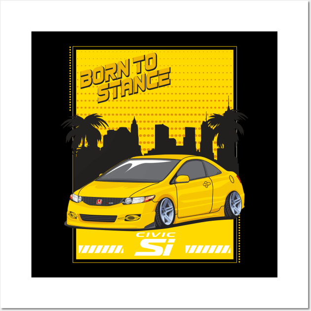 Honda Civic Si (Yellow) Wall Art by zevalia